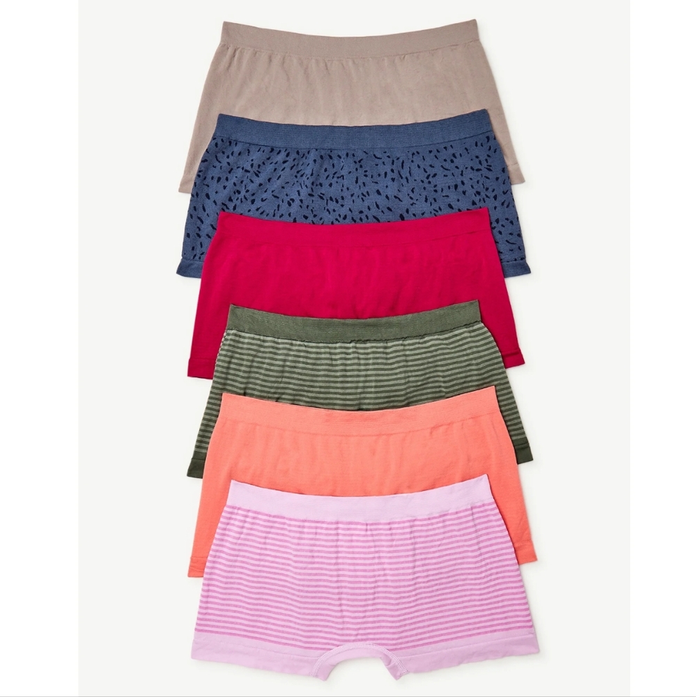 Joyspun Women's Seamless Boyshort Panties, 6-Pack,